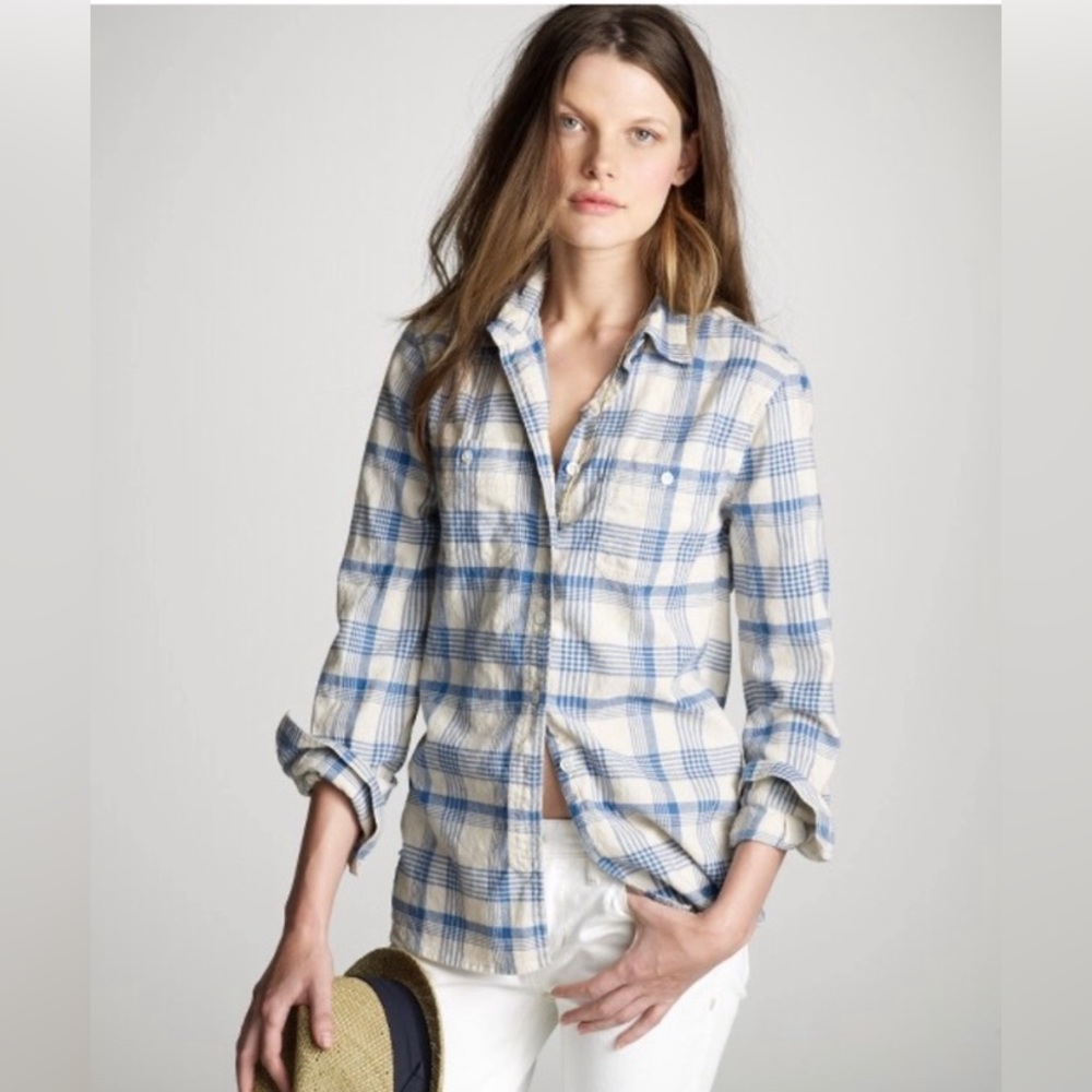 J. Crew NWT☀️🌊The Keeper Plaid Boyfriend Shirt SZ XS